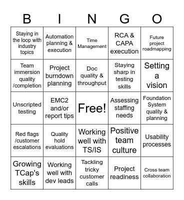 Call me if you need help with... Bingo Card
