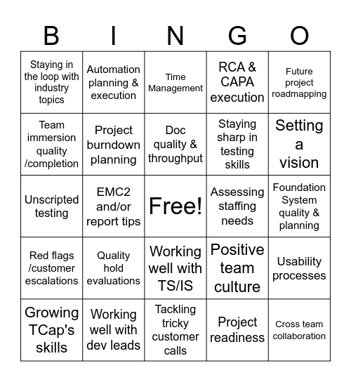 Call me if you need help with... Bingo Card