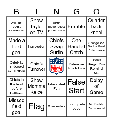 SUPERBOWL 2024 Bingo Card