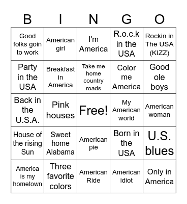 AMERICAN Bingo Card