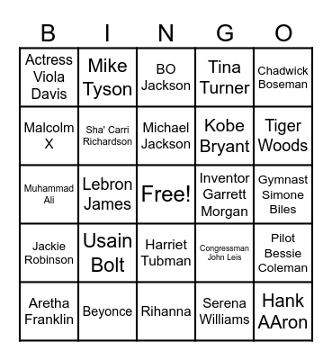 CELEBRATE BLACK HISTORY Bingo Card