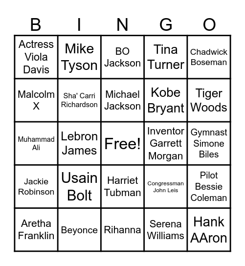 CELEBRATE BLACK HISTORY Bingo Card