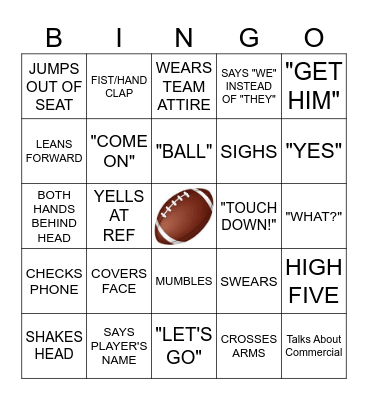 Super Bowl Bingo Card