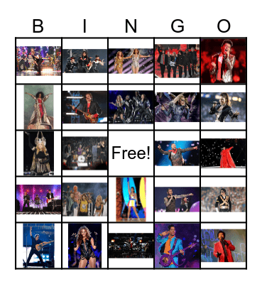 HALF TIME SHOW BINGO Card