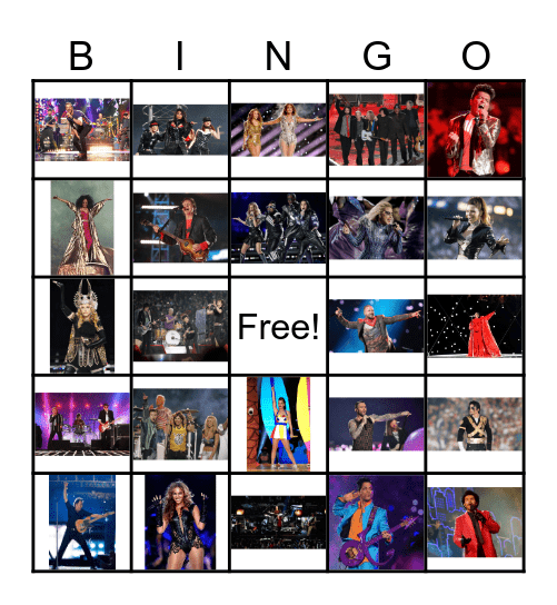 HALF TIME SHOW BINGO Card