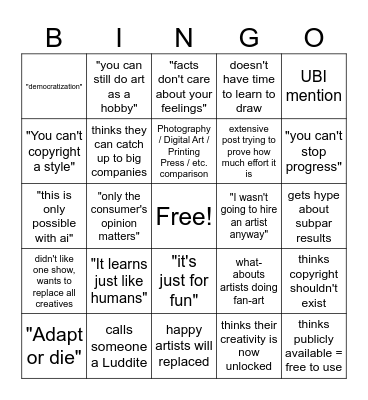 AI Bro Bingo Card
