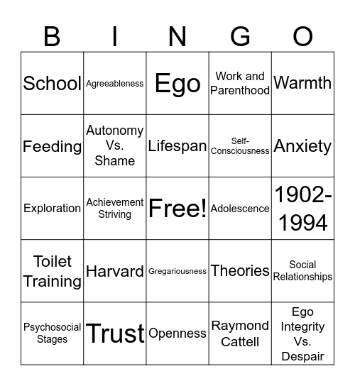 Theorist Bingo Card