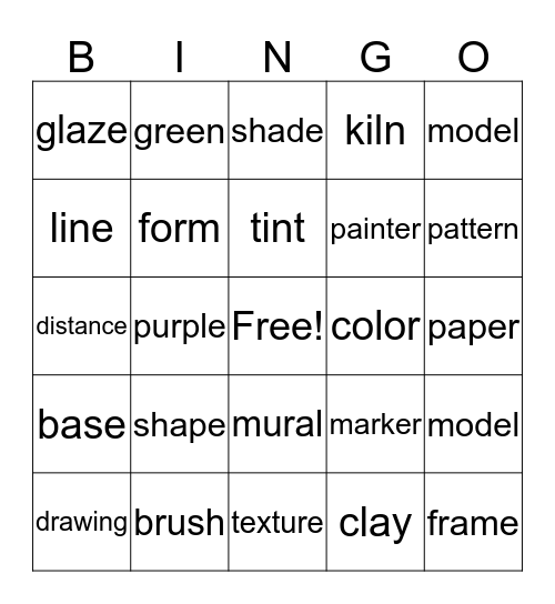 aRt BINGO Card