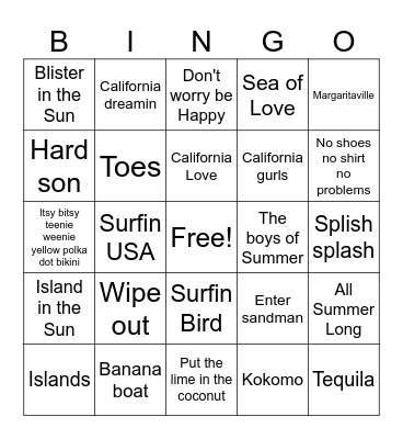 LIFE'S A BEACH Bingo Card