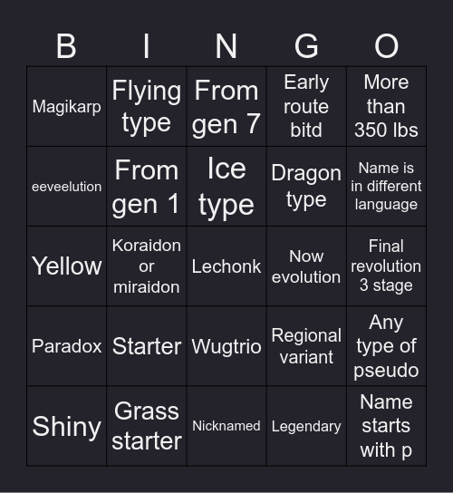 Untitled Bingo Card