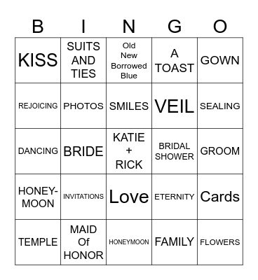 Katie and Rick Bingo Card