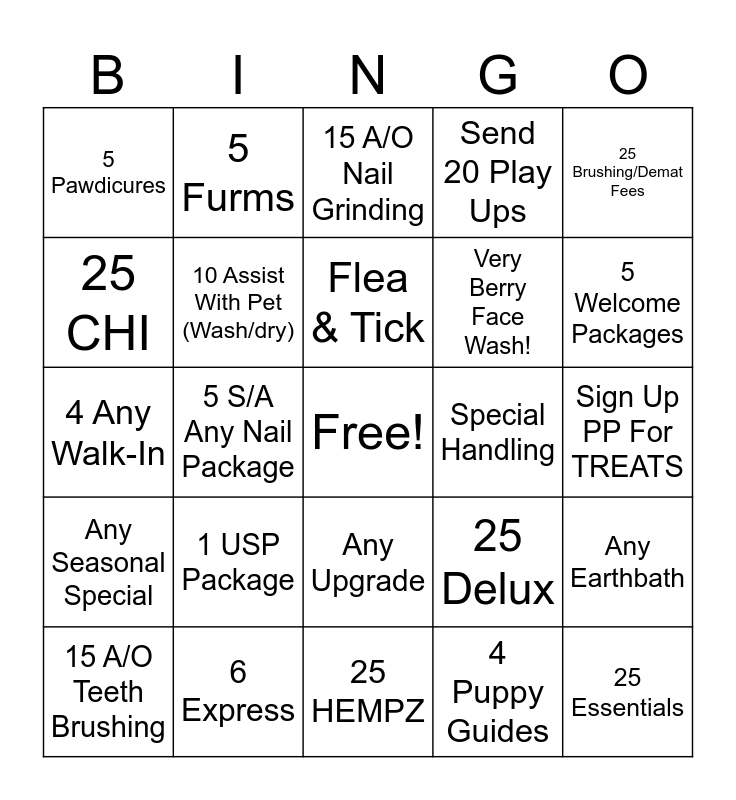 Salon Bingo Card