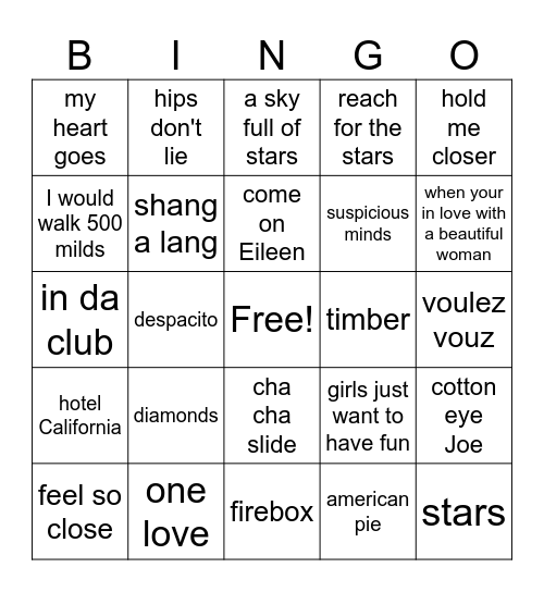 SADIE Bingo Card