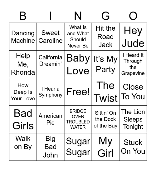 MUSIC Bingo Card