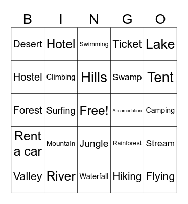 Going on a Holiday Bingo Card