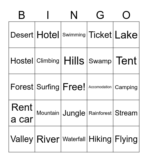 Going on a Holiday Bingo Card