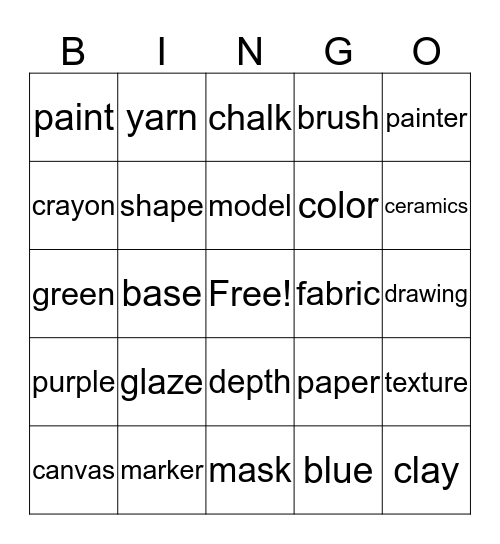 HBS ART Bingo Card