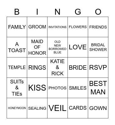 Rick and Katie Bingo Card