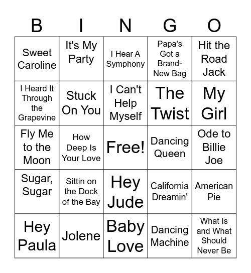 Music Bingo Card