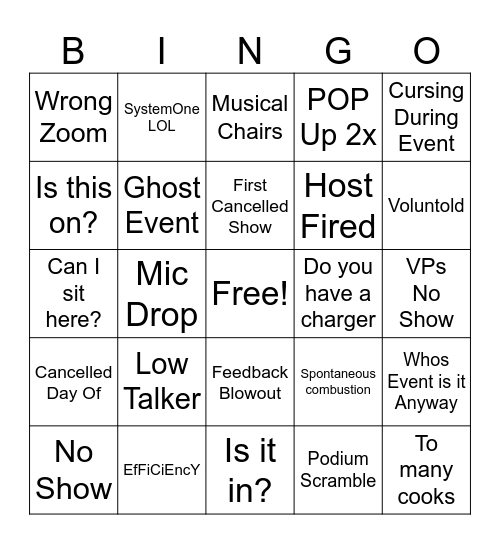 DTK Bingo Card