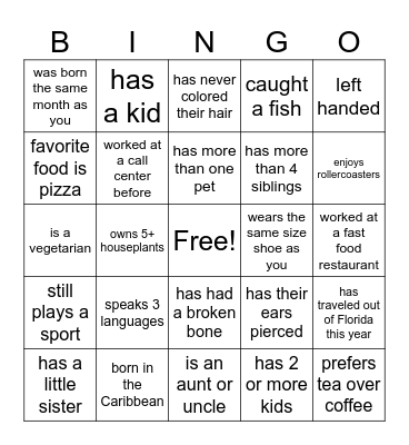 ISG New Team Member Bingo Card