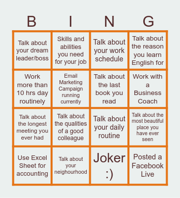 Ie breaker :) Bingo Card