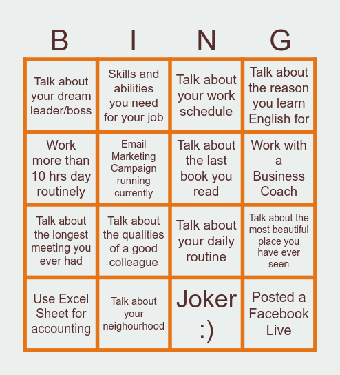 Ie breaker :) Bingo Card