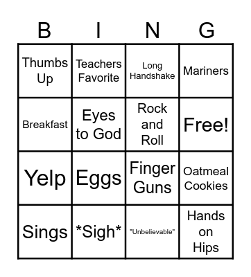Tim Bingo Card