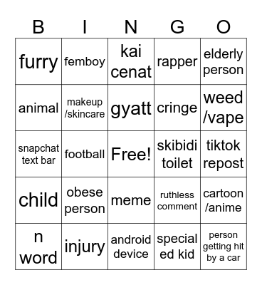 IG reels Bingo Card