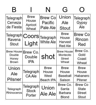 Boozie's Beer Bingo! Bingo Card