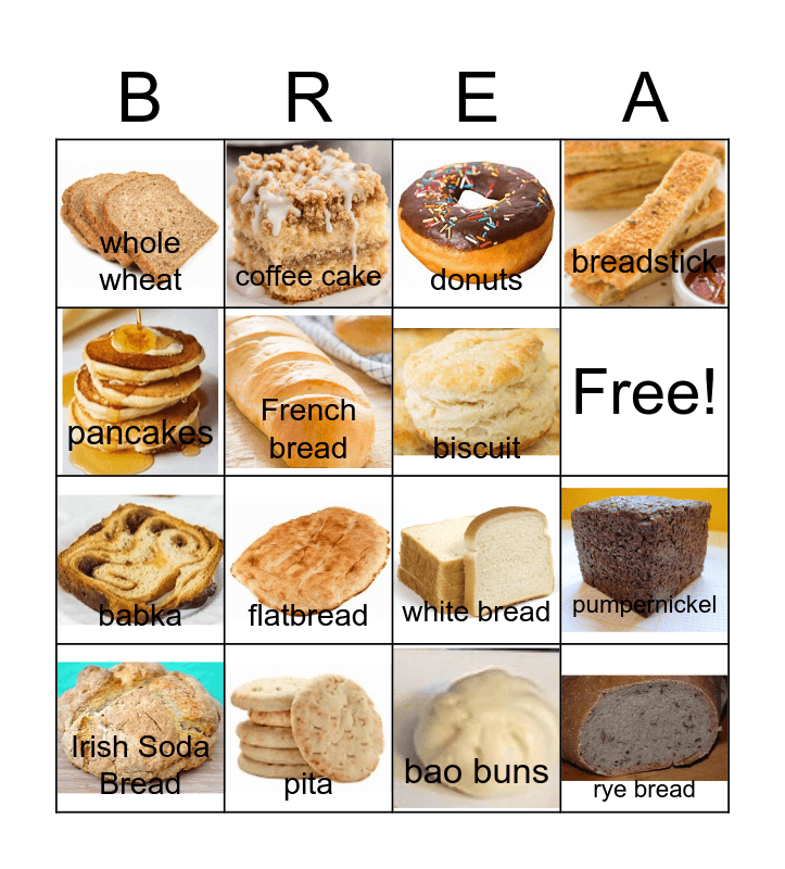 Types of Bread Bingo Card