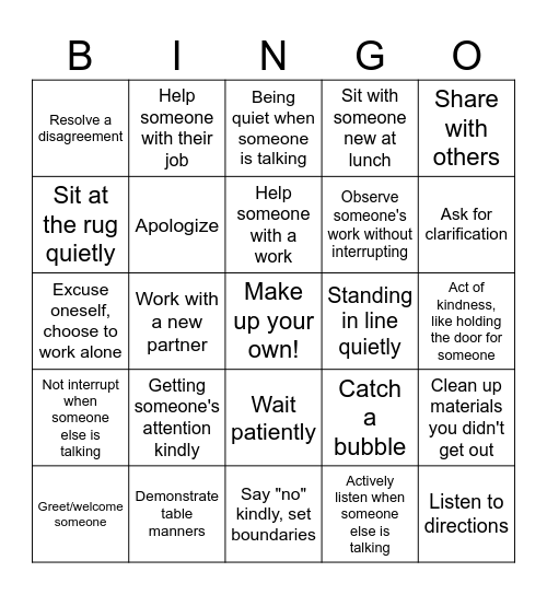 February Challenge Bingo Card