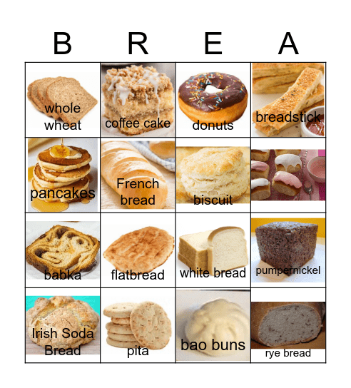 Bread Bingo Card