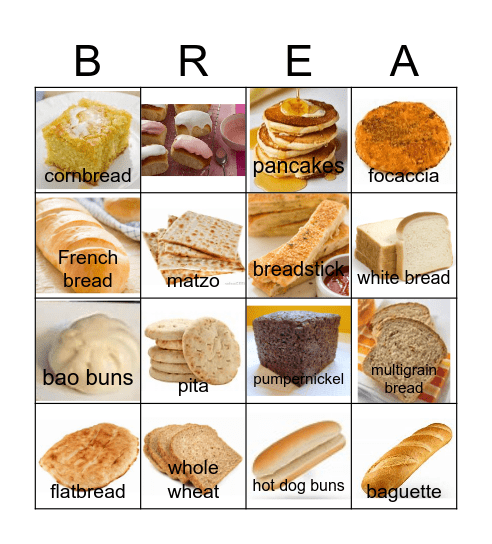 Bread Bingo Card