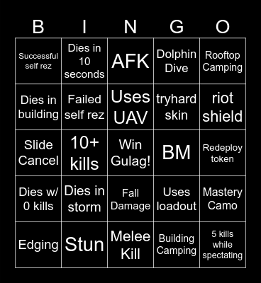 Warzone Bingus! Bingo Card