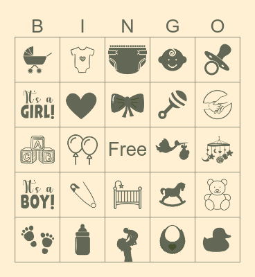 Baby Shower Bingo Card