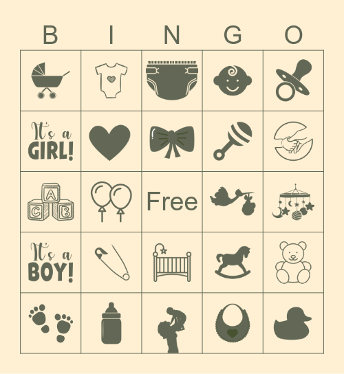 Baby Shower Bingo Card