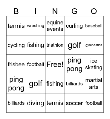 SPORTS Bingo Card