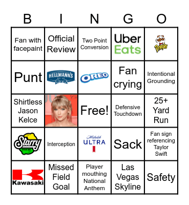 Super Bowl 2024 Bingo Card