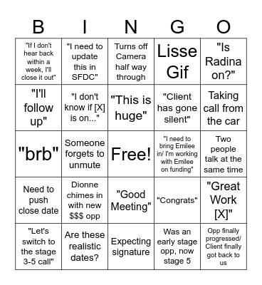 DC Pipeline Call Bingo Card