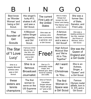 Famous Girl Scouts Bingo Card