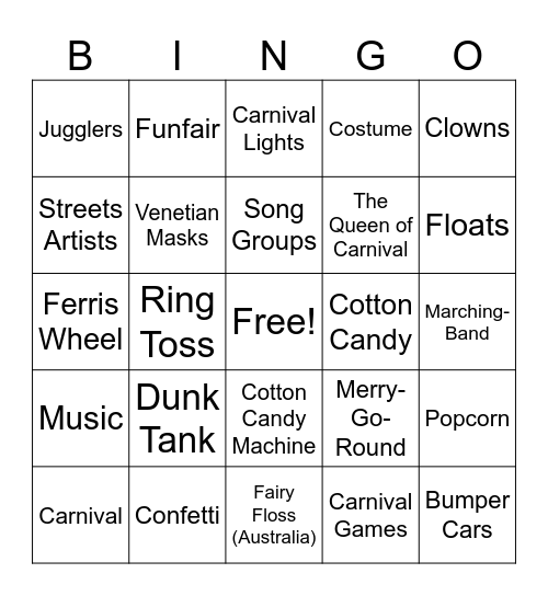 carnival bingo Card