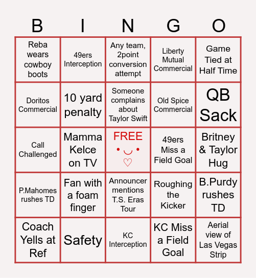 LVIII (Taylor's Version) Bingo Card