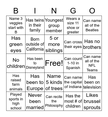 CCC SAT Program Bingo Card