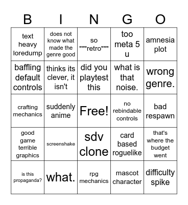 STEAM NEXT FEST BINGO Card