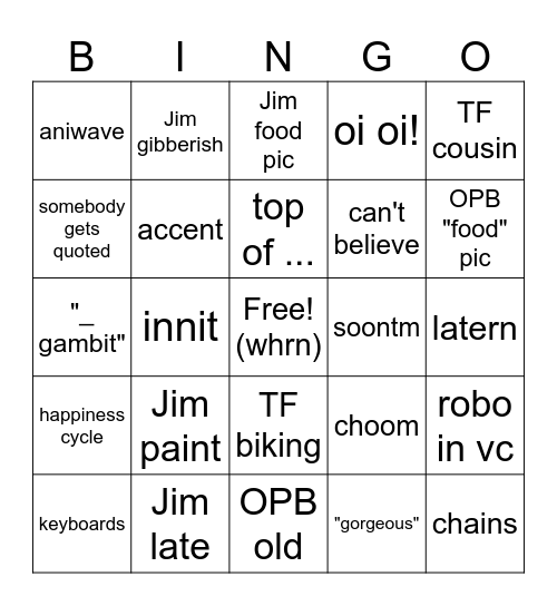 Bingo Buddies Bingo Card