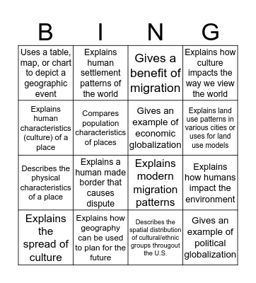 Geography Bingo Card