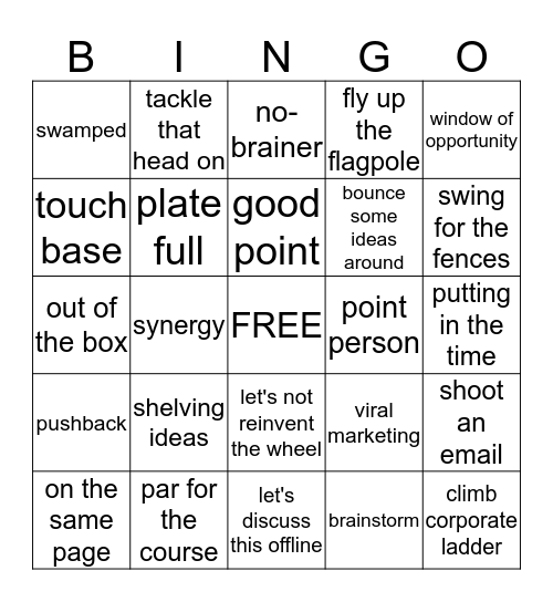 Office Speak Bingo Card