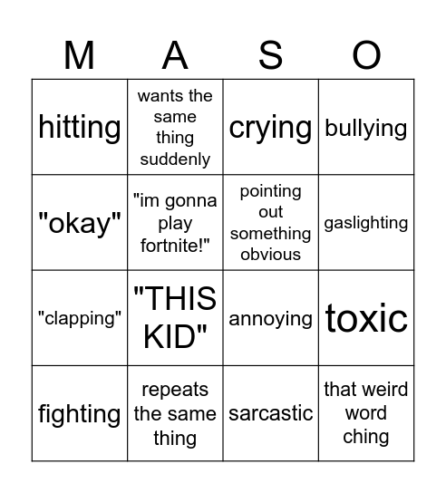 MASON? Bingo Card