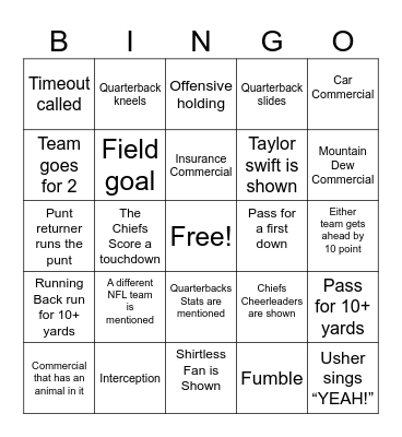 Davenport SuperBowl LVIII BINGO Card Bingo Card